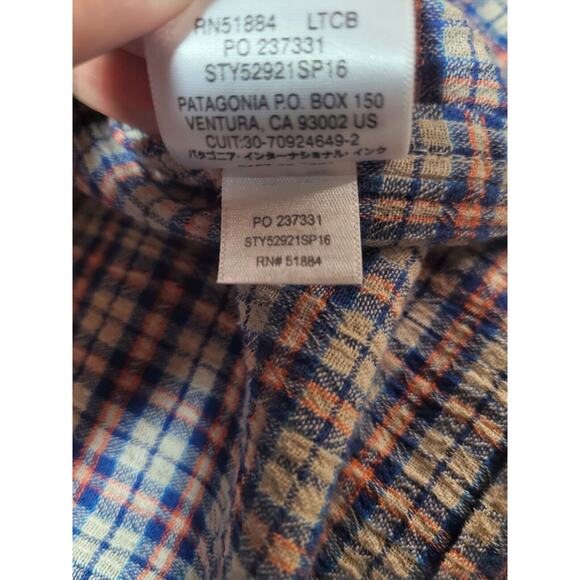 Patagonia “Worn Wear” Organic Cotton Button-Down – Men’s Large Beige/Blue Check - Picture 5 of 5